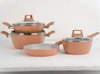 Kiam Die-Casting 7 Set Non-Stick Pan Ceramic Coated-Brown Color_img_0