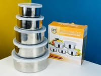 Stainless Steel Food Container Storage Box With Cover 5 In 1 Set_img_0