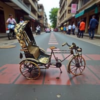 BIG SIZE Premium Handmade Golden Rickshaw Showpiece – Home & Office Decoration_img_2