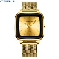 CRRJU 2199 Luxury Gold Men Quartz Watch Stylish Mesh Strap Water Proof Pointer Display Simple Business Wrist Watch_img_1