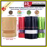 Ziplock stand up Bag Strong plastic zipper bag for food storage Size 6.5x7.5 inch  pack of 10 pcs_img_0