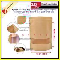 Ziplock stand up Bag Strong plastic zipper bag for food storage Size 6.5x7.5 inch  pack of 10 pcs_img_2