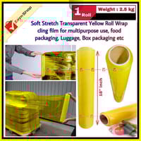 Poly Roll Yellow 2.5 Kg Plastic Stretch Soft Wrapping Strong Stretch Wrap Cling Film for Food Packing / Luggage Packing / Box Wrapping etc_img_0