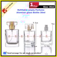 Empty Perfume Atomizer Refillable Spray 30ml Bottle 1pcs - Transparent Glass Square Shape - Very Comfortable and Fashionable_img_0