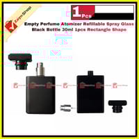 Empty Perfume Atomizer Refillable Spray Glass Black Bottle Rectangle Shape 30ml 1pcs_img_1