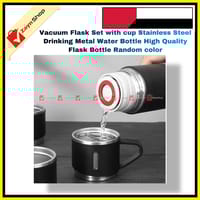 Vacuum Flask Set with cup Stainless Steel Drinking Metal Water Bottle High Quality Flask Bottle Random color_img_3