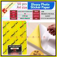 Sticker Photo Paper Glossy Self Adhesive A4 size 135gsm Pack of 50 Pcs for Inkjet printer_img_0