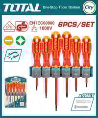 6 Pcs 1000 Volt Insulated Screwdriver Set TOTAL THTIS566_img_0