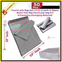 Courier poly Bag size (12x16+2) pack of 50 pcs Mailer Poly Bag Parcel poly Bag For E-Commerce Packaging Materials_img_0