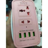 Maxline ML-604 4 USB Ports 2 Sockets Travel Multi Charger And Extension Socket With 6 Feet Cable_img_3