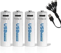 AiVR USB Rechargeable Batteries 4pc – AA – 1700mAh_img_0