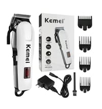 Professionals Design Perfect Shaver And Haircut Rechargeable Beard And Moustaches Hair Machine And Trimming With Cord And Without Cordless Use km809A(White)_img_1
