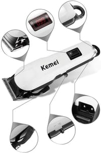 Professionals Design Perfect Shaver And Haircut Rechargeable Beard And Moustaches Hair Machine And Trimming With Cord And Without Cordless Use km809A(White)_img_5