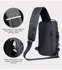 Multifunction Patent Leather Chest Bag Men Waterproof Men Crossbody Bag Anti-theft Travel Bag Male USB Charging Chest Bag Pack_img_1
