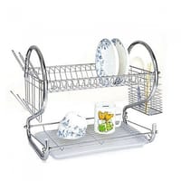 2 Layer Dish Drainer Rack Stainless Steel_img_1