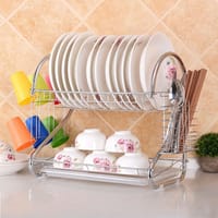 2 Layer Dish Drainer Rack Stainless Steel_img_2
