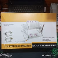 2 Layer Dish Drainer Rack Stainless Steel_img_3