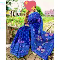 হাফ সিল্ক বুটিক নীল শাড়ি_img_0