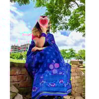 হাফ সিল্ক বুটিক নীল শাড়ি_img_3