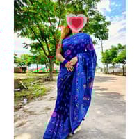 হাফ সিল্ক বুটিক নীল শাড়ি_img_4