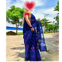 হাফ সিল্ক বুটিক নীল শাড়ি_img_5