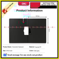 Deli Foam Clip Board with Cover Horizontal Dark Grey 64512 (1 pcs )_img_1
