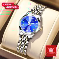 Olevs Satainless Steel fashionable Couple Watches Silver Royal Blue_img_4