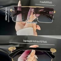 Fashionable Oversized Frameless Adult Golden Glasses, Suitable for Both Men And Women, Suitable for Parties,S, Driving, Photography Props_img_1
