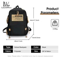 LouisWill Unisex Backpack Large Capacity Shoulder Bag Fashion Student Bag School Bag Hiking Travel Bags Men's Waterproof Bag Casual Nylon Backpacks_img_1