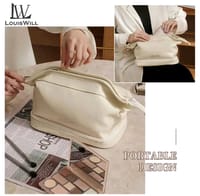 LouisWill Cosmetic Bag Case Portable Travel Toiletry Bags PU Leather Makeup Pouch Handbag Organizer Large Capacity Cosmetic Bag with Lanyard for Traveling Business Trip Home Tidy_img_6