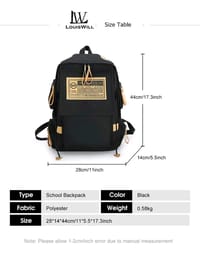 LouisWill Unisex Backpack Large Capacity Shoulder Bag Fashion Student Bag School Bag Hiking Travel Bags Men's Waterproof Bag Casual Nylon Backpacks_img_3