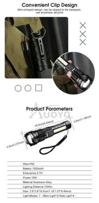 Auoyo Waterproof Multifunctional Telescopic Focusing 2000m Super Bright light_img_10