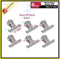 Metal Steel Hinge Clip Binder Paper Clip Size 3 inch Pack of  6 pcs_img_0