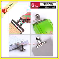 Metal Steel Hinge Clip Binder Paper Clip Size 3 inch Pack of  6 pcs_img_1