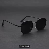 1pc Black Metal Polygon Frame Women Men Fashion Glasses_img_1