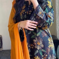 Black Flora Stitched Three Piece_img_2