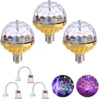 mposei Colorful Rotating Magic Ball Light, Party Lights Disco Ball, Mirror Disco Ball Shape Bulb, Magic Rotating Ball Light Bulb with Sockets for Home_img_1