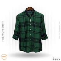 Tommy Hilfiger Men’s Premium Forest Green & Navy Plaid Slim-Fit Shirt_img_0