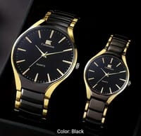 1-4pcs Elegant Couple Quartz Watch Set with Magnetic Necklace, Simple Round Dial, Black Alloy Strap, Love Key Design - Ideal Gift for Family and Couples, Suitable for Ramadan Gifts and Daily Wear, Box Not Included, Middle East Exclusiv_img_1