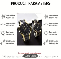 1-4pcs Elegant Couple Quartz Watch Set with Magnetic Necklace, Simple Round Dial, Black Alloy Strap, Love Key Design - Ideal Gift for Family and Couples, Suitable for Ramadan Gifts and Daily Wear, Box Not Included, Middle East Exclusiv_img_3