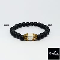 Beaded Black Bead With White Marbel Bracelet_img_0