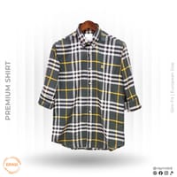Burberry Men’s Premium Forest Green & Yellow Plaid Slim-Fit Casual Shirt_img_0