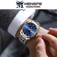 💥MENSPE Waterproof Steel Strip Double Calendar Wrist Watches_img_5