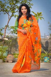 Hand Print Half Silk Sharee_img_0