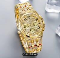 Luxury Golden-Tone Women's Rhinestone Watch with Roman Numerals, Quartz Movement, and Sparkling Bezel - Elegant Business Style Analog Display, Formal Timepiece | Classic Elegance | Durable Bracelet 16_img_1