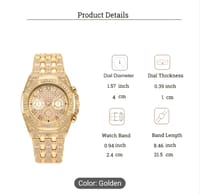 Luxury Golden-Tone Women's Rhinestone Watch with Roman Numerals, Quartz Movement, and Sparkling Bezel - Elegant Business Style Analog Display, Formal Timepiece | Classic Elegance | Durable Bracelet 16_img_2