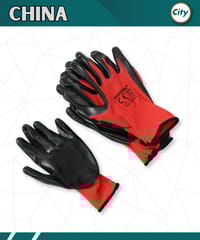 ৫ জোড়া হ্যান্ড গ্লাভস নাইলন রাবার প্রলেপ করা সেফটি গ্লাভস লাল_img_1