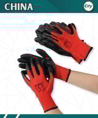 ৫ জোড়া হ্যান্ড গ্লাভস নাইলন রাবার প্রলেপ করা সেফটি গ্লাভস লাল_img_2