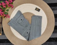 Band collar sky shirt with Ash cargo gabardine pant_img_3