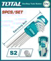 ৯ পিস হেক্স কি সেট এক্সট্রা লং হ্যান্ডেল এর সাথে TOTAL THT106192_img_0